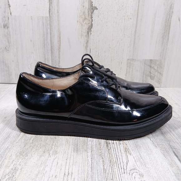 Nine West Oxfords Women\'s 7.5 Barbieri Black Patent Leather Lace Up Shoes main image 7